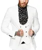 New Men White Suits 3 피스 슬림 한 wedding 슈트를위한 이중 브레스트 조끼 턱시도 신랑 (Blazer+Vest+Pants)
