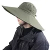 16 cm de largo de ala ancha Sol Transpirable Safari Hombres Mujeres Boonie Verano Gorra de protección UV Senderismo Pesca Cubo Sombrero Playa Y200619