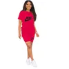 Jogger Suits Designer Marka Takipleri Yaz Kadın Kıyafetleri Artı Boyut 2xl Kısa Kollu T-Shirt ve Şort İki Parça Setleri Sıradan Outwork Sports Suit 3504-7
