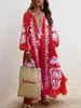 Новое прибытие женская повседневная флора печать vneck с длинным рукавом платье уличного стиля пляж пляжная юбка для рубашки S33316796