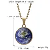 Vintage Double Sided Glass Ball Planet Universe Starry Sky Galaxy Pendant Necklace Luminous In Dark Women Men Fashion Jewelry Accessories