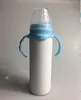 Sublimation lait le moins cher bouteille d'alimentation pour bébé en acier inoxydable avec poignée de mamelon 8 oz tasse de girouette blanche incassable pour la sublimation