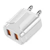 Dual 5V 2.4A EU US USB Wall Charger QC3.0 Power Adapter för iPhone 11 12 13 14 15 Pro Max Samsung Andriod Phone PC Mp3