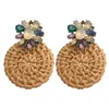 Jóia elegante encanto simples Vintage Rattan Weave Dangle Brincos acessórios de moda femininos Brincos