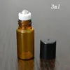 1 ml 2 ml 3 ml 5 ml 10 ml roestvrijstalen rollerbal lege glazen flessen met plastic dop oog voor oogcrème essentiële olie bruine fles