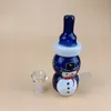 dark glow snowman mini galss water bongs hookahs baby bottle dab rig with bowl for christmas gift