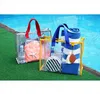 Mulheres Transparentes PVC Bolsa de Viagem Beach Saco De Ombro Clear Reusável Shopping Shopping Shopping PU Bolsa Toda Toda Water Water Waterproof P