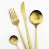 1 2 Set Gold Dinnerware Set Knife Fork Spoon Flatware 304 Stainless Steel Tableware Silverware Matte Kitchen Cutlery2214