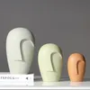 Human Face Flower Vases Nordic Modern Minimalist Ceramic Arts Crafts for Hotel Home Decoration 6.5" 8.5" 10.3" Tall Green Salmon