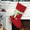 Christmas Knitted Stocking Scarf Christmas Socks Red Green White Knitting Candy Gift Bag 20 Inch Xmas Hanging Stocking