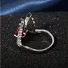 2020 Super Arrival Sparkling Jewelry Sterling Sier Water Drop Pear Cut Ruby Cz Diamond Women Wedding Angle Wings Ring Gift