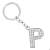English Letters Keychain 26 A Z Crystal Letter keyring Key Rings Holders Bag Pendant keychains charm key chain Fashion Jewelry Gift NEW