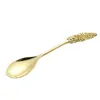 Spoons Coco Tree Leaves Twig Plants Carved Spoon Gold Plating Ladles Metal Mixing Tableware Crafts Kitchen Supplies 2 2sd C2
