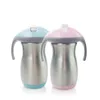 FedEx 280 ml Sippy Cup met Handvat Babyfles Kids Tumbler Gebogen Tuimelaars Roestvrijstalen Melkflessen Dubbele Wall Travel Mok