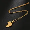 Collana con ciondolo paese in acciaio inossidabile con mappa dell'Africa Uomo Donna Gioielli africani Hip Hop 2020 Beat regalo per gli amici