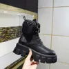 Fashion Martin Designer Boots Scarpe da donna Tasca per stivaletti Stivali romani neri Nylon Ispirato militare Logo da combattimento piccolo Taglia grande EUR35-41