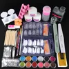 Nail Art Kits 2022 Full Akryl Kit Med Pulver Blötläggning Manikyr Set Elborrverktyg för