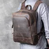 ABER Retro head cowhide men's shoulder bag leather handmade computer backpack