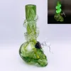 Bongs à eau en verre souple portables fumant des narguilés brillent dans l'enveloppe sombre 18 cm/7 pouces de haut pour les herbes sèches de tabac