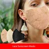 Máscaras Máscaras respirável de algodão da face da mulher Moda Lace Sunscreen reutilizável Dustproof Máscara Máscara lavável Lantejoula Antifog face Boca