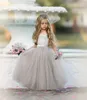 Belle robe de bal robes de fille fleurie avec ceinture pour le mariage pour tout-petit concours de concours de sol en tulle