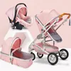 Multifunktionell 3 i 1 barnvagn High Landscape Barnvagn Vikvagn Guld Baby Newborn1