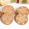 Merry Christmas Tree Tag Snow Flake Kraft Paper DIY Craft Party Cake Box Label Hang Card with Rope Christmas Gift Box Decoration