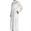 Branco manga longa roupas masculinas islâmicas jubba thobe abaya dubai arábia saudita tradicional ramadan eid árabe robes277a