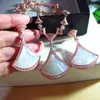 Zirkoon grote parelmoer waaiervormige hangers kettingen en oorbellen zilver / rose goud kleur party sieraden sets voor vrouwen