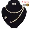 4 Setslot Zestawy biżuterii dla kobiet Naszyjne Kolczyki 14K Złote Biżuteria Zestawy biżuterii dla kobiet