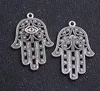 60pcs/lot Antique Bronze silver Alloy Hamsa Hand of Fatima Beads Turkish Eye Charms Pendants for Jewelry Making 42x28mm