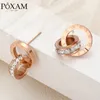 POXAM Fashion Luxury Roman Numerals Round Intersect Crystal Small Stud Earrings for Women Man Punk Boy Girl Earring 2020 Jewelry