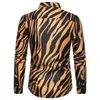 Men Streetwear US Size Shirt Zebra Skin Printed Tuxedo Party Shirt Long Sleeve Light Weight Office Male Fashion253Z