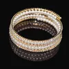 Luxury Gold Plated Faux Pearls Bridal Armband 3 Row Rhinestone Arabiska stretch Bangle Women Prom Evening Party Jewelry Bridal ACCE4124361