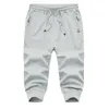 Herrstickade sportbyxor Cotton Leisure Athletic Seven Cent Pants 3/4 Croped Trousers Running Men Fitness Sweatpants