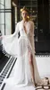 Rish Bridal Bohemian Trouwjurken Sexy V-hals Kant Geappliceerd Tasslel Strand Bruidsjurken Robe de Mariee Lange Mouwen Land Trouwjurk