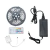 Full RGB LED Strip Kits SMD 5050 60LEDS 5M 300LEDS Vattentät RGB LED-remsor med 44 Key Remote Control + 12V 5A Strömförsörjning
