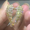 54PCS CZ New Arrival Top Sell Sparkling Luxury Jewelry Real 925 Sterling Silver&Gold Fill Angle Wing Ring Open Adjustable Women We219s