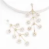 2020 mode Neue Design Minimalistischen Gold Lange Zweig Perle Ohrringe Perle Blume Baumeln Ohrringe Weibliche