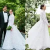 Muslim Vit Elfenben Bröllopsklänningar Långärmade Linje Brudklänningar Plus Storlek 4 6 8 10 12 14 16 18 20
