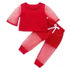 2020 novas roupas de meninas do bebê crianças rendas lantejoulas retalhos gaze topspants 2 pçs crianças conjuntos princesa a36391679690