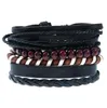 Hot vente 100% authentique bracelet en cuir tissé bricolage Vintage peau de vache costume combinaison de perles hommes Bracelet 4styles / 1set