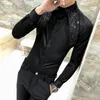 MEN SHIRT SLIM FIT LING SLEEVE 2020 Spring Tuxedo Shirt Men Sexy Lace Plantwork Casual Party Dress Dress