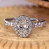 Size 6-10 Stunning Luxury Jewelry Sparkling Diamond Ring Real 925 Sterling Silver Oval Cut White Topaz Eternity Women Wedding Bridal Ring