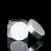 5 10 15 20 30 50 100 g / ml lege matte ronde glazen potten, met witte binnenvoeringen en zilveren deksels, high-end glazen crèmecontainers