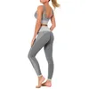 Conjunto de Yoga sin costuras para mujer, ropa deportiva, mallas deportivas para gimnasio, Sujetador deportivo con tiras y realce acolchado, trajes para correr