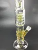 17.3Inch 18mm Joint Glass Water Bongs Hookahs Yellow Spiral Tube Recycler Dab Rig with Downstem Bowl