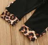 Baby Girl Outfits Toddler Lettera Pagliaccetti Leopard Pants Fascia 3 pezzi Set Flying Long Sleeve Abbigliamento per bambini Boutique Abbigliamento per neonati DW5618