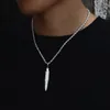 Mens Cool Hip Hop Necklace Gold Silver Colors CZ Bullet Pendant Necklace with 24inch Rope Chain Nice Gift319C