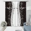 European Curtains Photo Painted 3D Curtain Living room black and white music curtains Blackout curtain